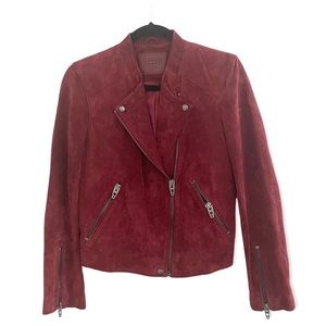 Blank NYC Red Suede Moto Jacket Size Small